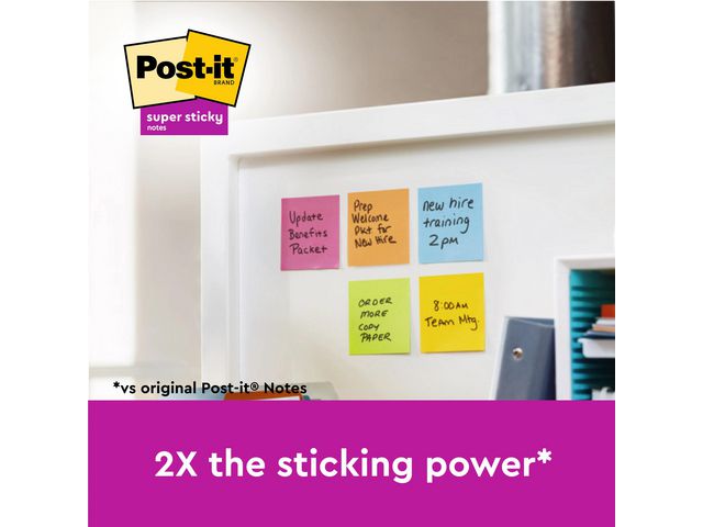 Notes POST-IT SS rec 102x152mm sort 4/fp