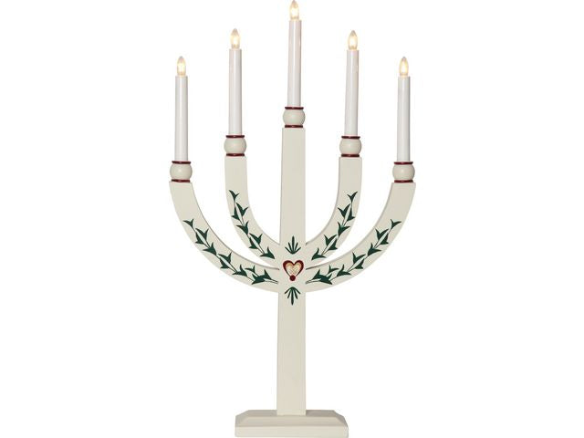 Elljusstake 5 ljus 35x61cm trä vit