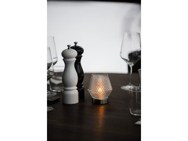 Ljuslykta KONSTSMIDE LED 10x11cm glas