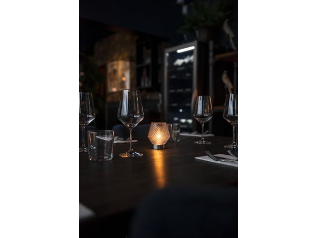 Ljuslykta KONSTSMIDE LED 10x11cm glas