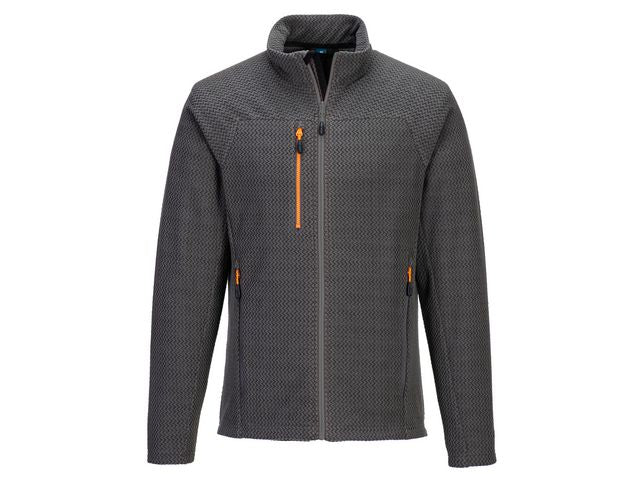 Fleecetröja text zip PW EV480 grå 2XL