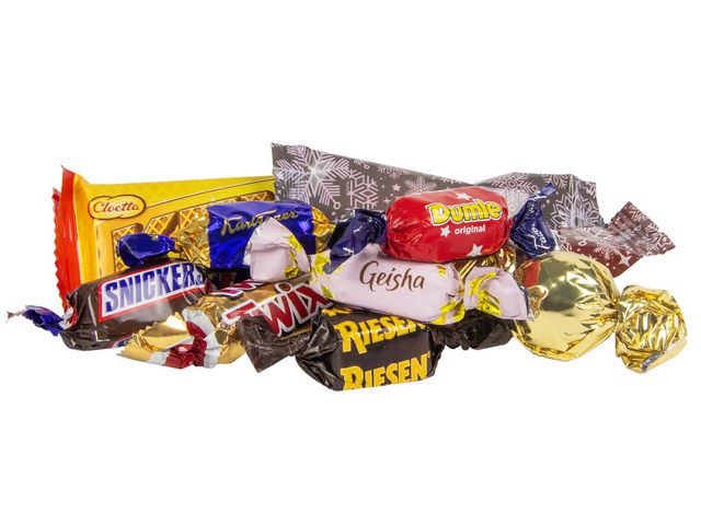 Godis Presentkorg brun inslaget 5kg
