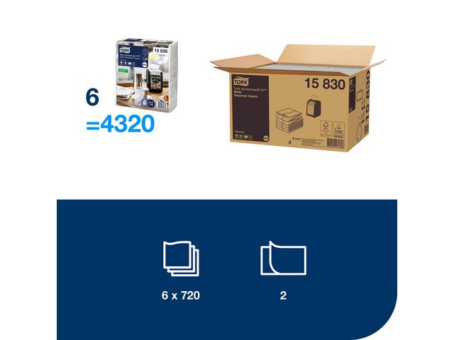 Servett TORK Xpressnap N14 vit 720/fp