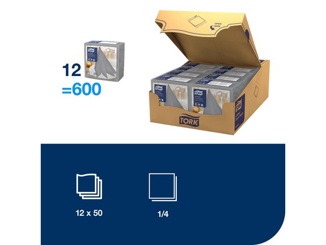 Servett TORK LinStyle grå 39x39cm  50/fp