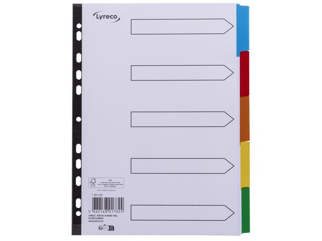 Kartongregister LYRECO A4 10-flik färger