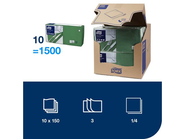 Servett TORK Mjuk 3-lag m.grön 150/fp