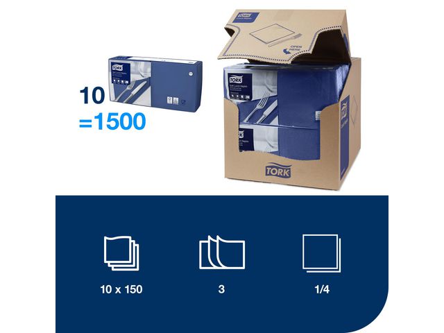 Servett TORK Mjuk 3-lag m.blå 150/fp