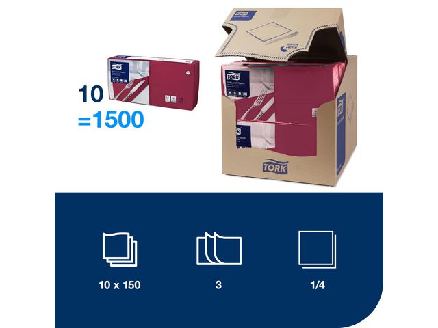 Servett TORK Mjuk 3-lag vinröd 150/fp
