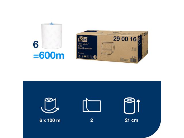 Handduk TORK Pre H1 2-lag vit 6/fp