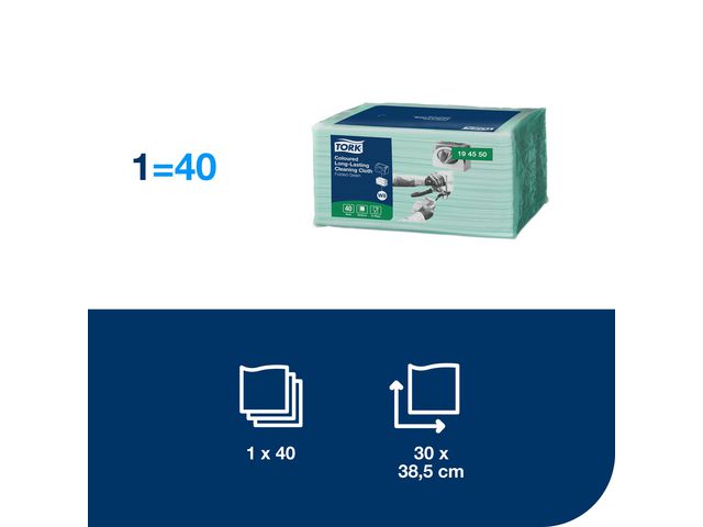 Rengöringsduk TORK Pre W8 grön 40/fp