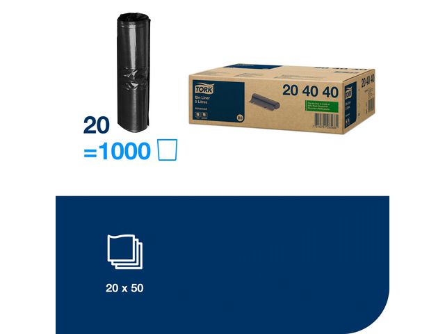 Papperskorgspåse TORK B3 5L svart 50/rl