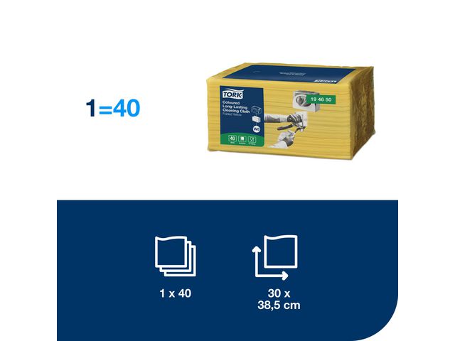 Rengöringsduk TORK Pre W8 gul 40/fp
