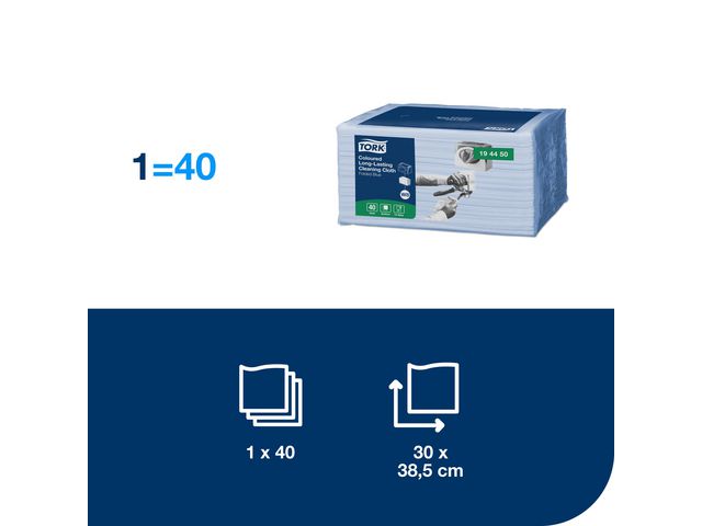 Rengöringsduk TORK Pre W8 blå 40/fp