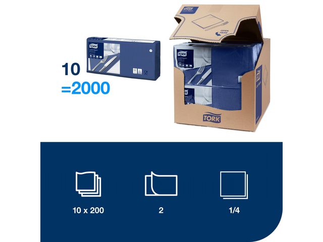 Servett TORK Lunch 2-lags mörkblå 200/fp