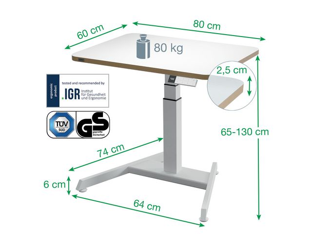 Bord LEITZ elektrisk höj-sänk vit