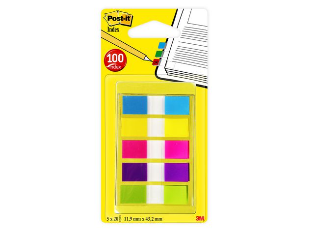 Index POST-IT 11,9x43,1 5-färg 100/fp