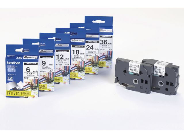 Tape BROTHER TZE131 12mm svart på klar