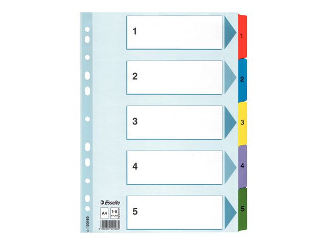Kartongregister m. plastfl. A4 1-5 färg
