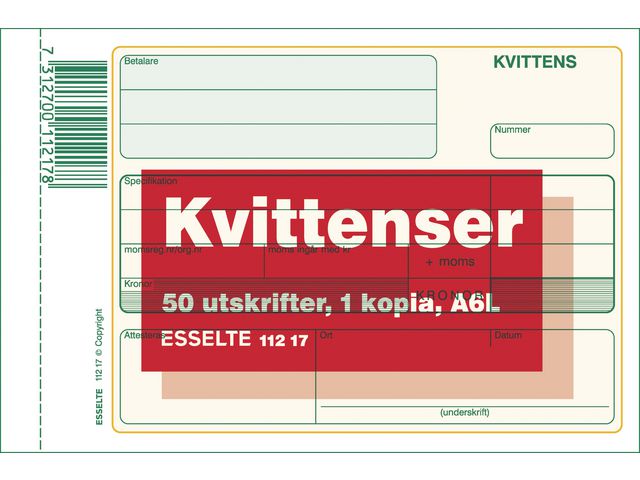 Blankett kvittens A6L 2x50 blad kopia