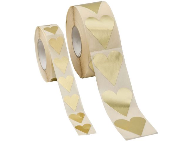 Etikett hjärta guld 40x48mm 1000/rl