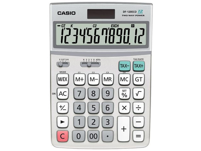 Bordsräknare CASIO DF-120ECO grå