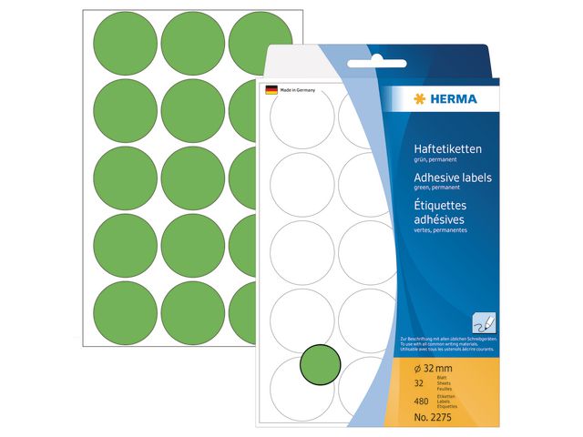 Etikett HERMA Allround 32mm grön 480/fp