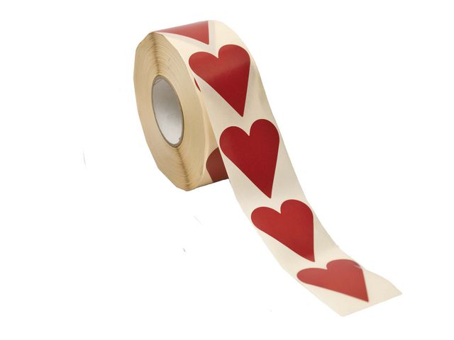 Etikett hjärta röd 40x48mm 1000/rl