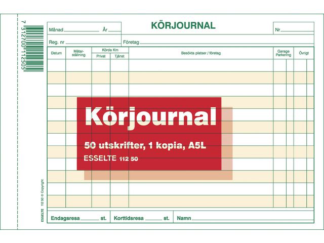 Blankett körjournal A5L 2x50 blad