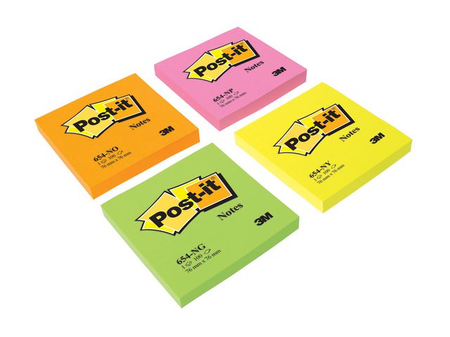 Notes POST-IT neon 76x76mm gul