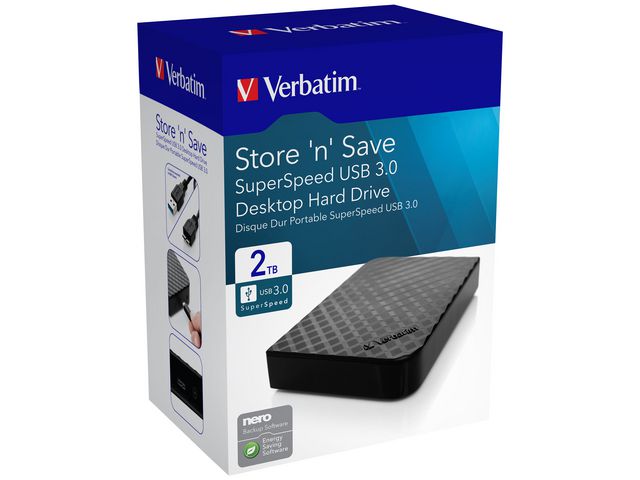 HDD Ext. VERBATIM 3,5' 3.0 2TB svart