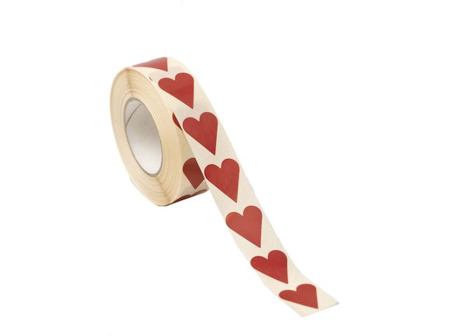 Etikett hjärta röd 19x24mm 1000/rl