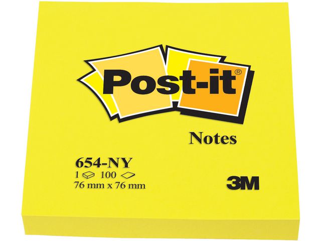 Notes POST-IT neon 76x76mm gul