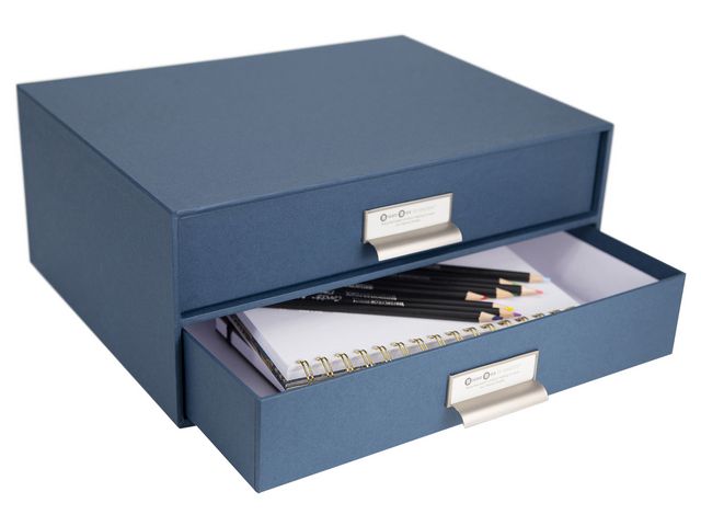 Skrivbordsbyrå kartong 2-lådor blå