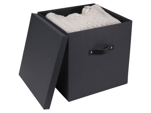 Förvaringsbox m.lock kartong stor grå