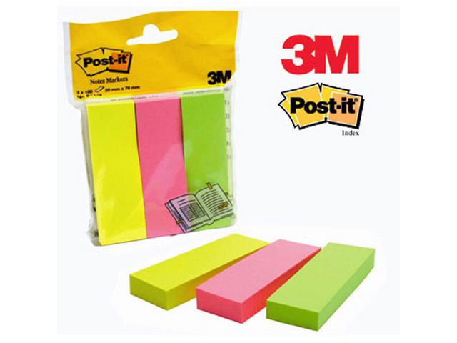 Index POST-IT 25x76mm 3 färger 300/fp