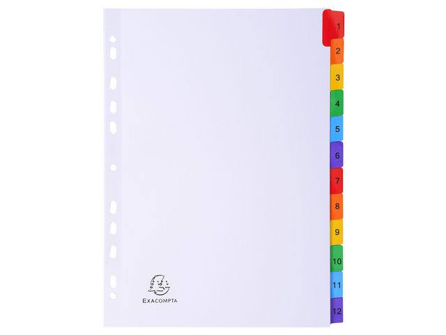 Kartongregister EXACOMPTA 1-12 multifärg