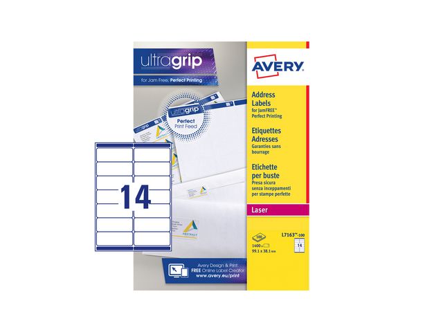 Etikett AVERY UG 99,1x38,1mm 1400/fp