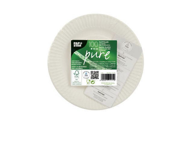 Tallrik PURE papper Ø150mm vit 100/fp