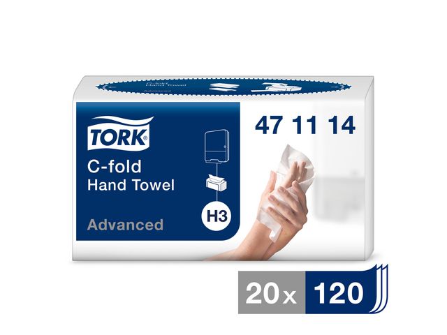 Handduk TORK Adv H3 2-lag vit 2400/fp