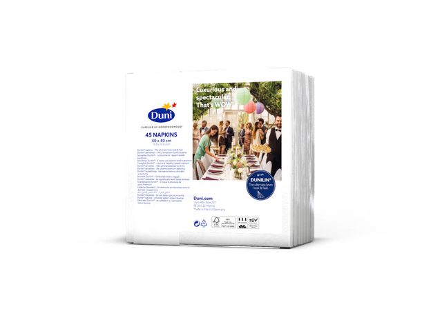 Servett Dunilin 40x40cm vit 45/fp