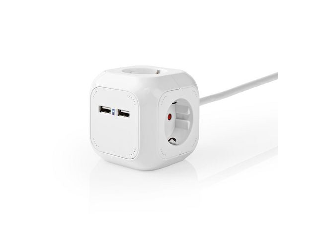 Grenuttag NEDIS jordad 4-väg + 2 USB