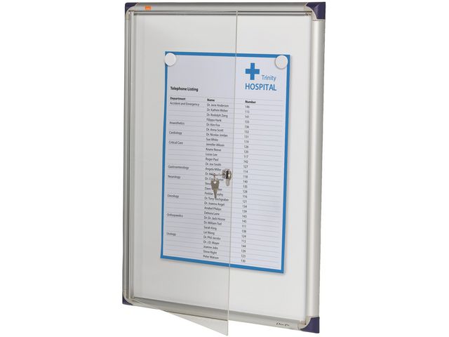 Glasskåp NOBO extra tunt magnetisk 4xA4