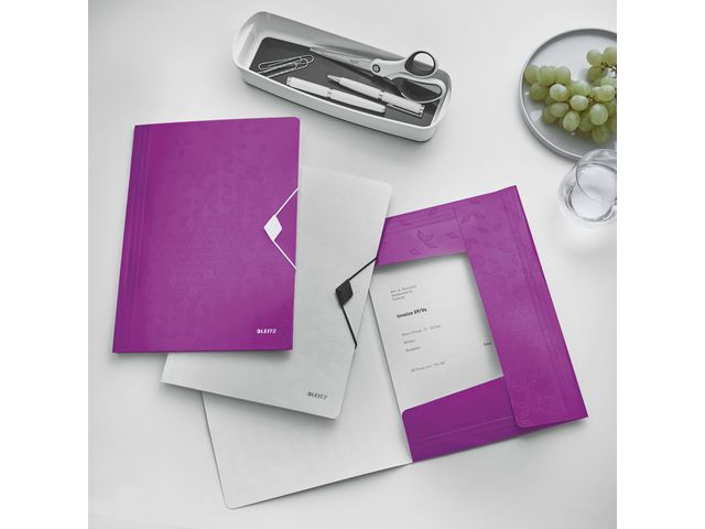 Gummibandsmapp LEITZ WOW 3-kl A4 PP lila