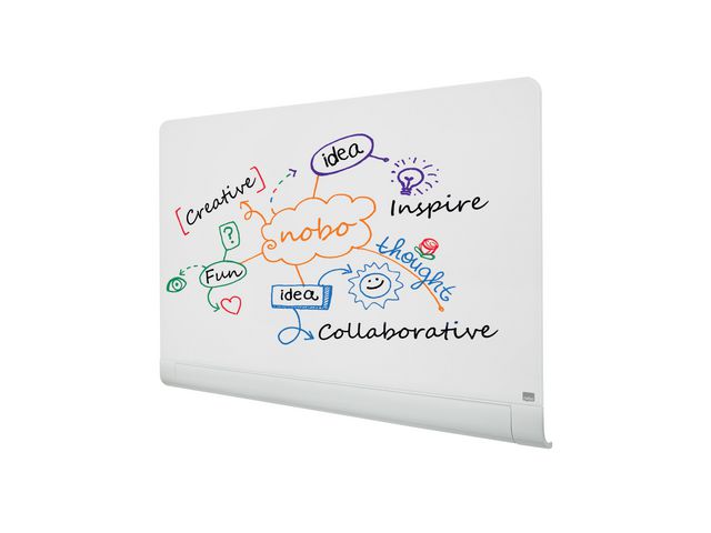 Glastavla NOBO 57' vit rundade hörn