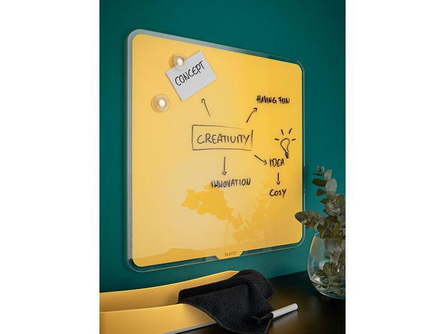 Glastavla LEITZ Cosy gul 80x60cm
