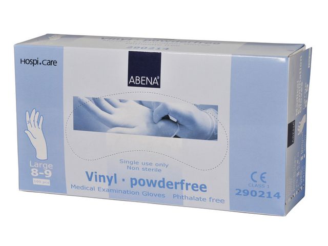 Vinylhandske puder & ftalatfri L 100/fp