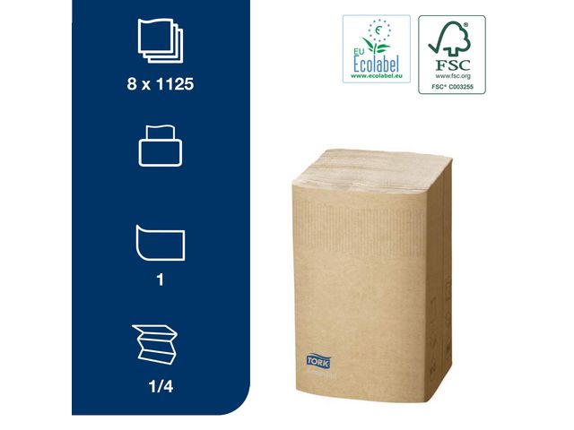Servett TORK Adv N4 1-lag natur 1125/fp