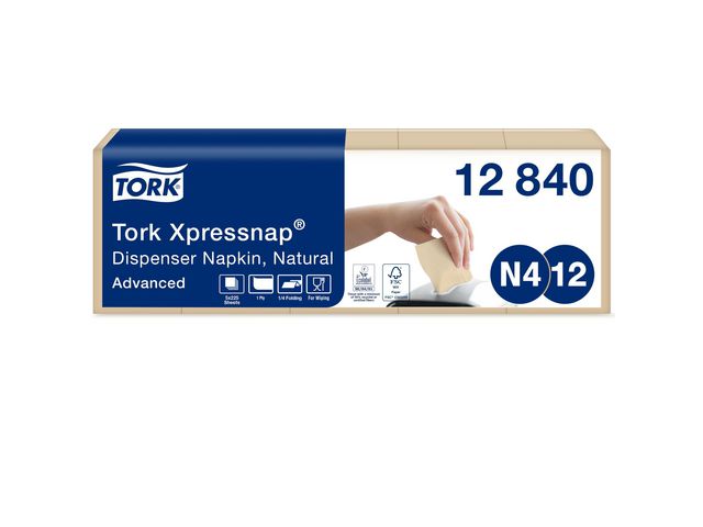 Servett TORK Adv N4 1-lag natur 1125/fp