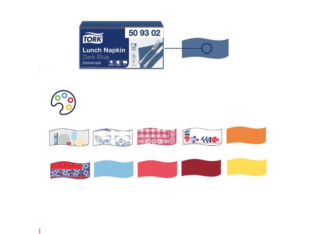 Servett TORK 1/4-vikt 1-lag m.blå 500/fp