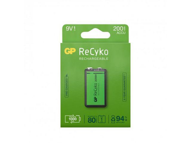 Batteri Laddbar GP Recyko 9V